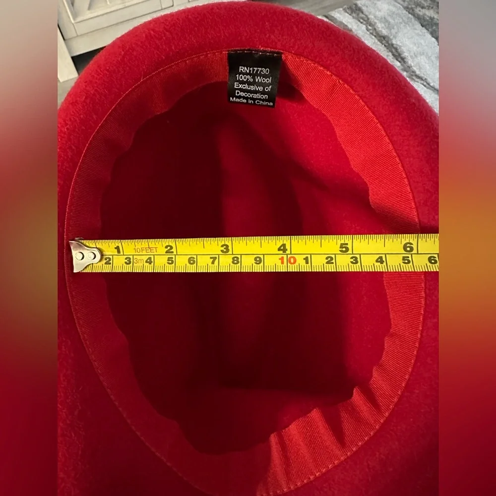 Red Fedora Hat W/Textured Hat Band - Picture 10 of 13